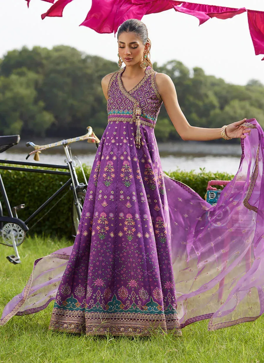 Farah Talib Aziz Mayna Festive Luxe Pret Plum Raw Silk – view 6 – Poshaq