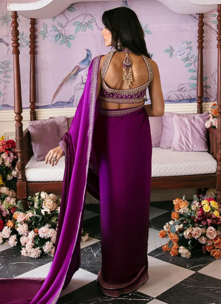 Farah Talib Aziz Mayna Festive Luxe Purple Raw Silk – view 2 – Poshaq