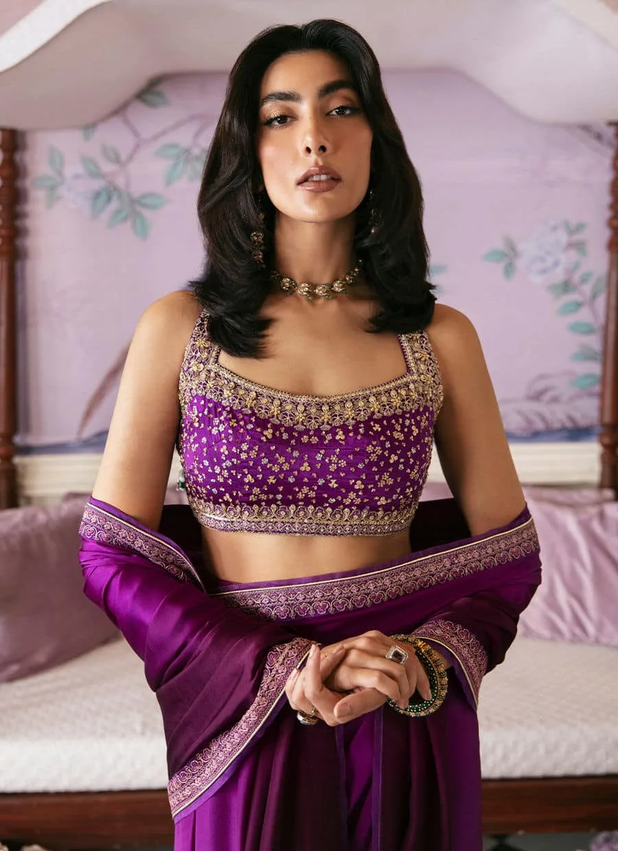 Farah Talib Aziz Mayna Festive Luxe Purple Raw Silk – view 3 – Poshaq