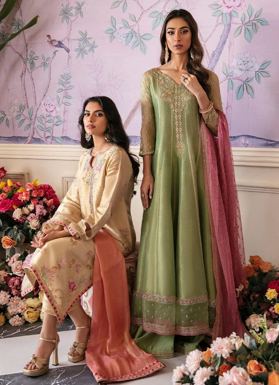 Farah Talib Aziz Mayna Festive Luxe Green Raw Silk – view 4 – Poshaq