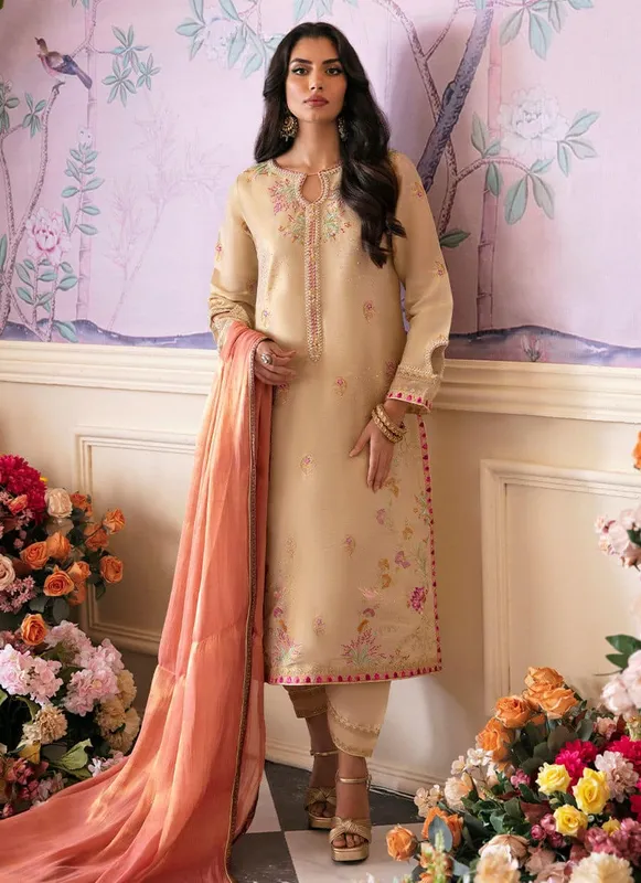 Farah Talib Aziz Mayna Festive Luxe Pink Silk – view 1 – Poshaq