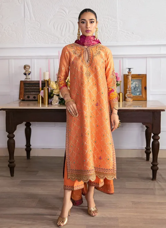 Farah Talib Aziz Mayna Festive Luxe Turquoise Silk – view 1 – Poshaq
