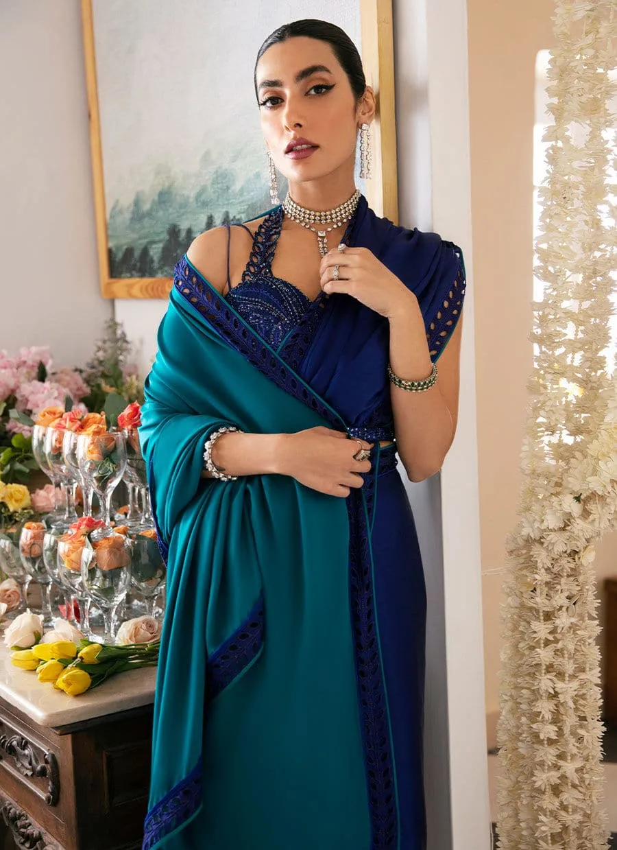 Farah Talib Aziz Mayna Festive Luxe Teal – view 2 – Poshaq