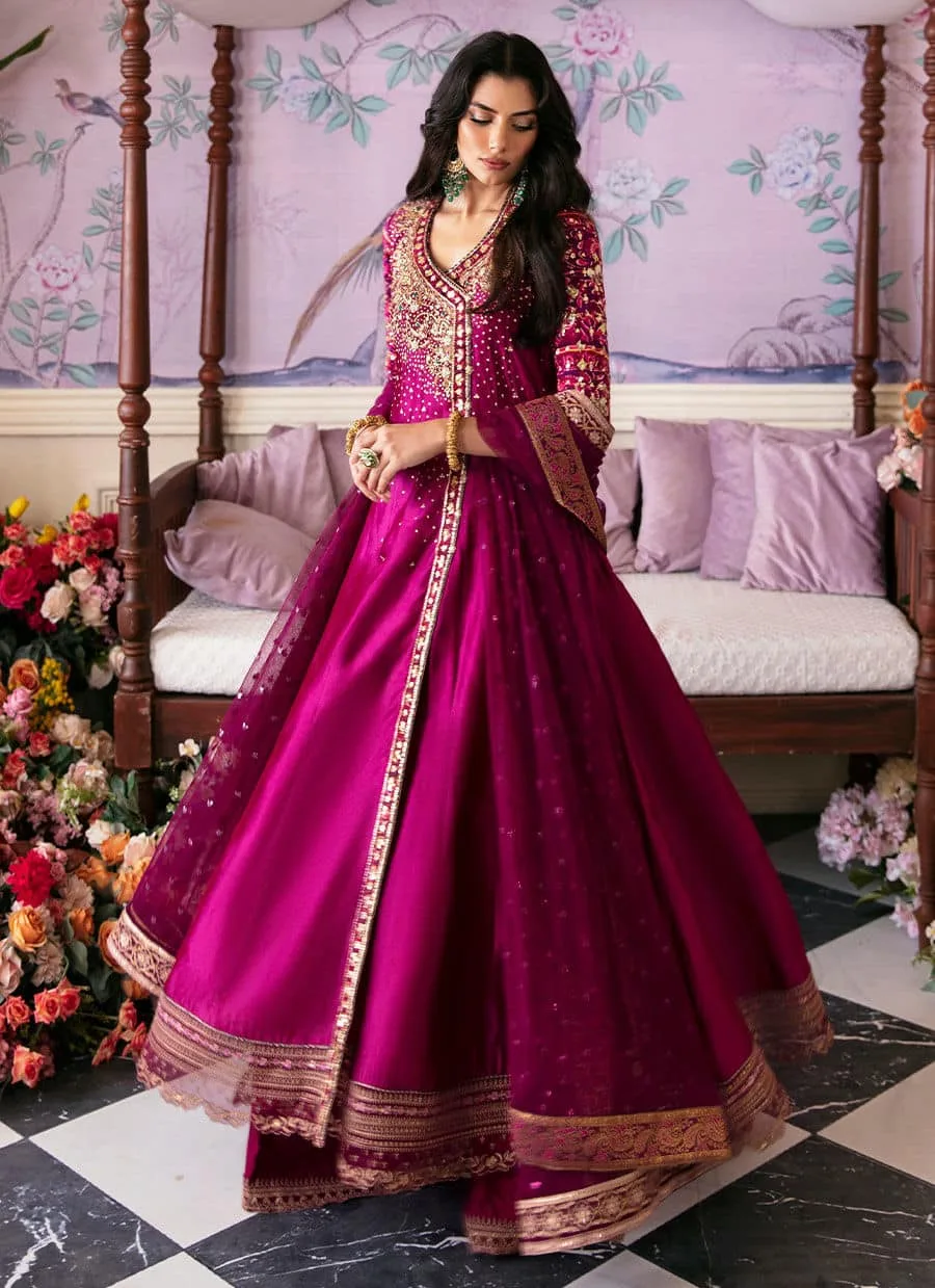 Farah Talib Aziz Mayna Festive Luxe Magenta Raw Silk – view 2 – Poshaq