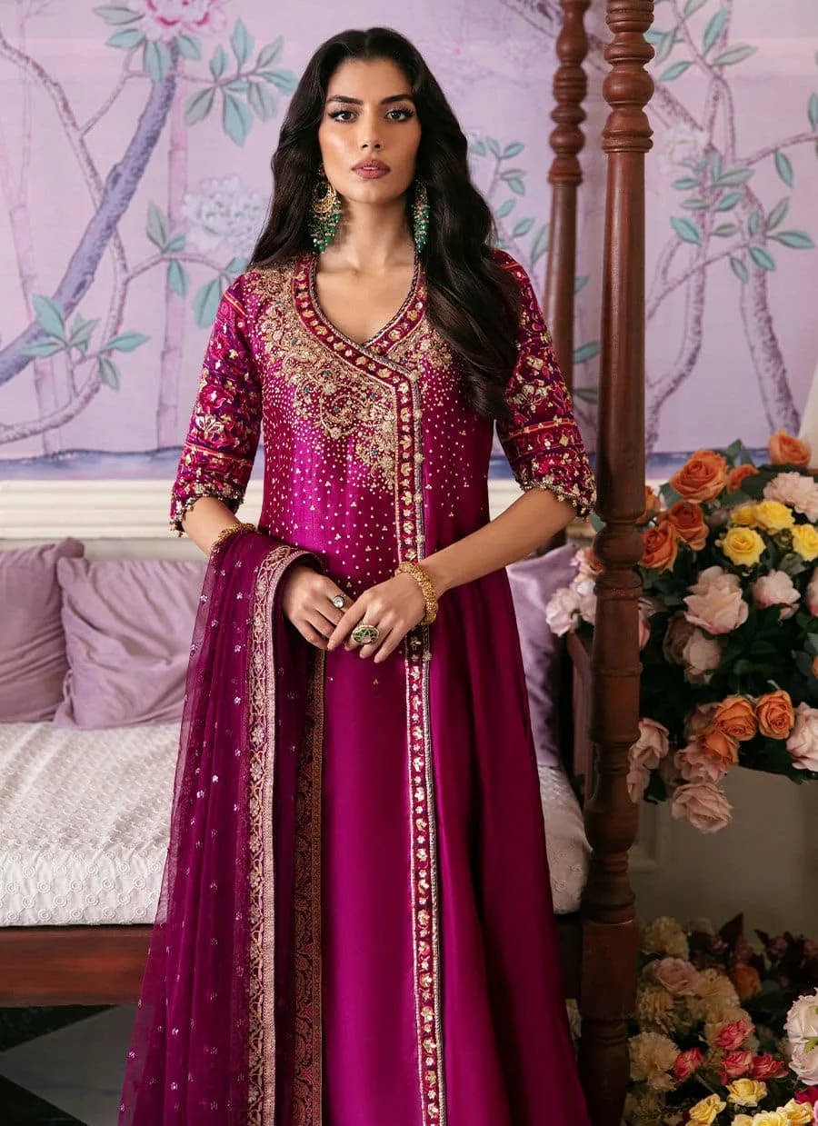 Farah Talib Aziz Mayna Festive Luxe Magenta Raw Silk – view 4 – Poshaq