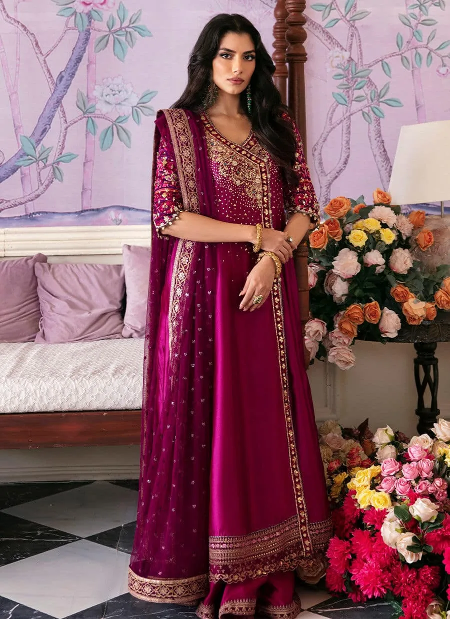 Farah Talib Aziz Mayna Festive Luxe Magenta Raw Silk – view 5 – Poshaq