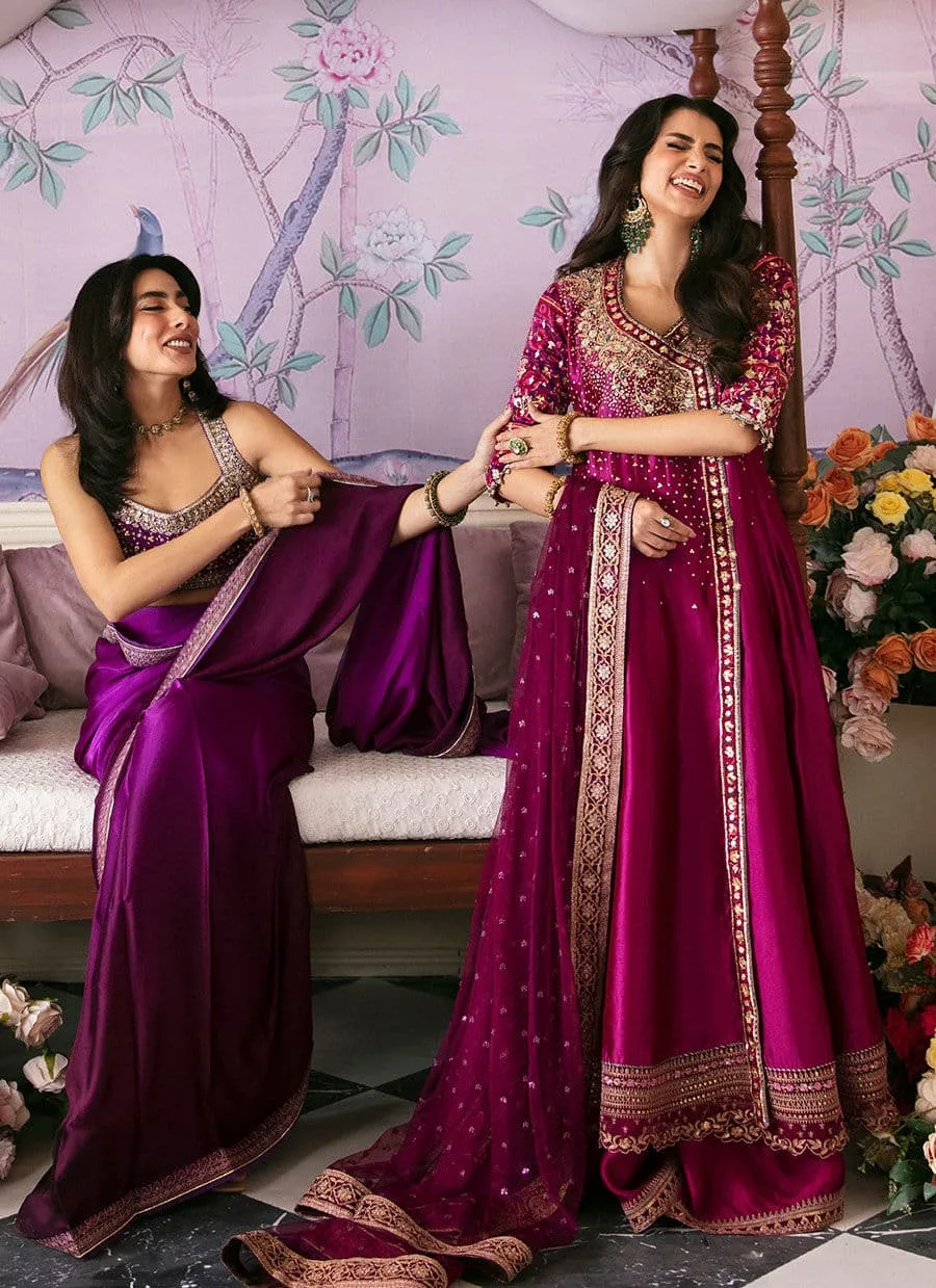 Farah Talib Aziz Mayna Festive Luxe Magenta Raw Silk – view 6 – Poshaq