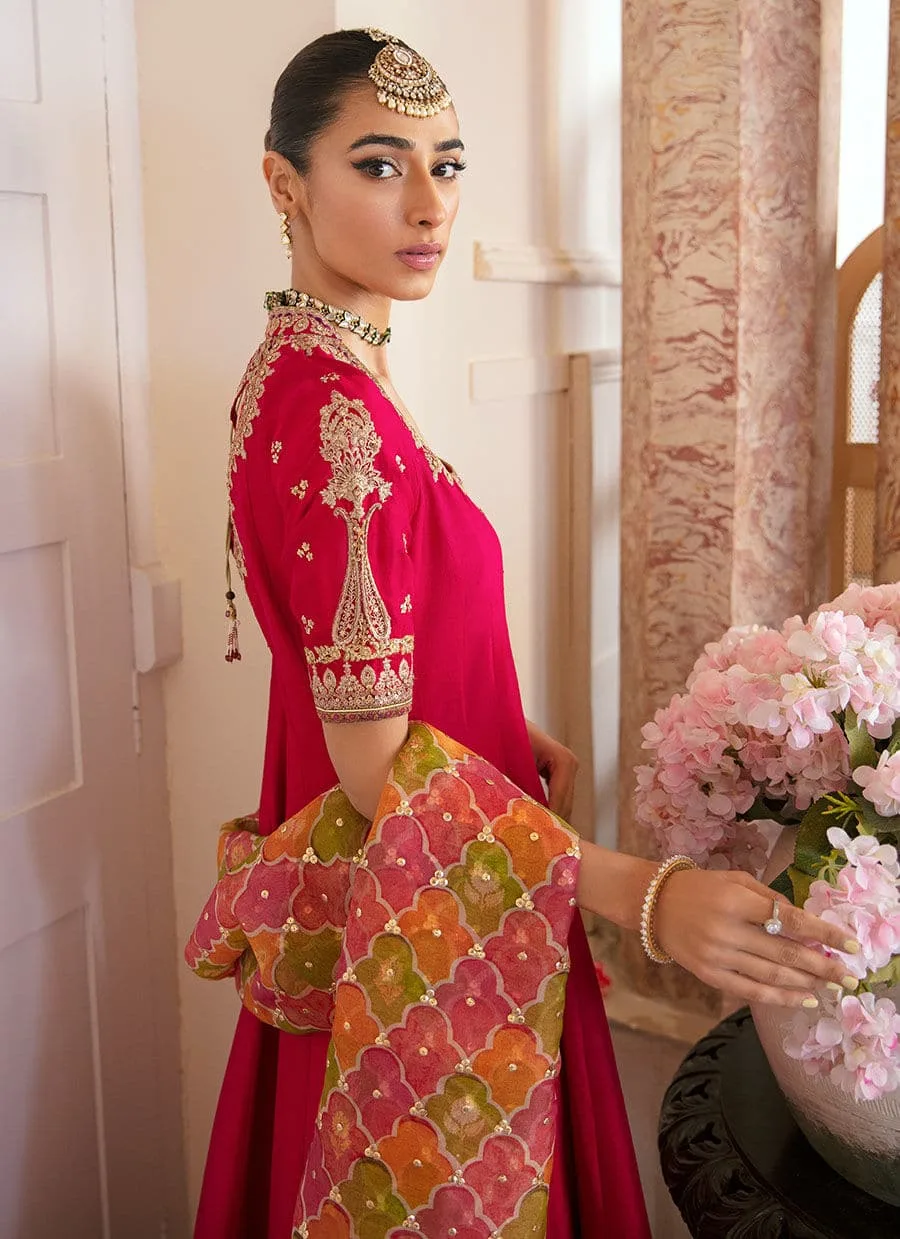 Farah Talib Aziz Mayna Festive Luxe Fuchsia Raw Silk – view 3 – Poshaq