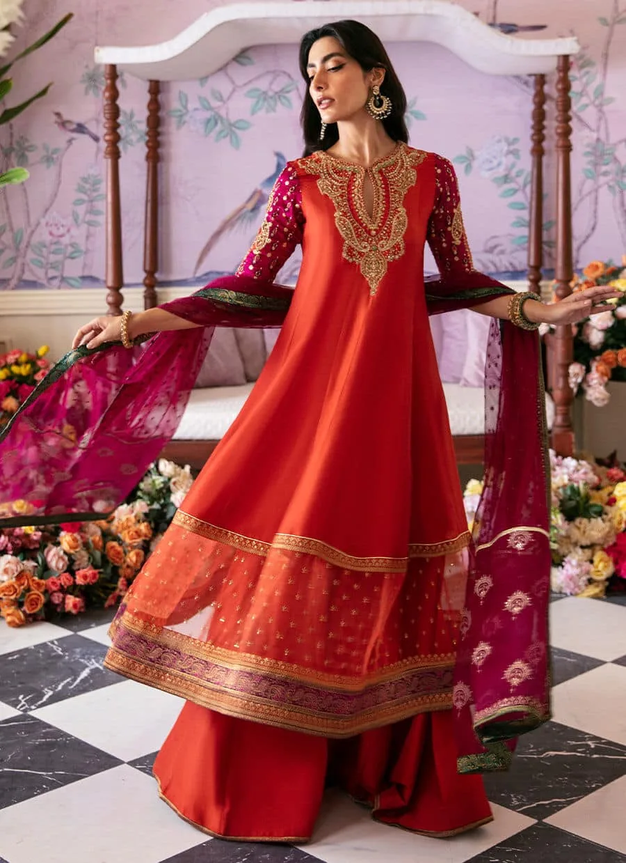 Farah Talib Aziz Mayna Festive Luxe Magenta Raw Silk – view 4 – Poshaq