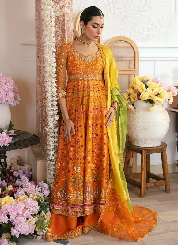 Farah Talib Aziz Mayna Festive Luxe Orange Raw Silk – view 1 – Poshaq
