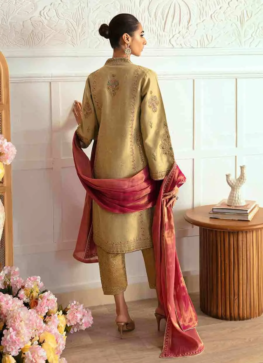 Farah Talib Aziz Mayna Festive Luxe Green Silk – view 2 – Poshaq