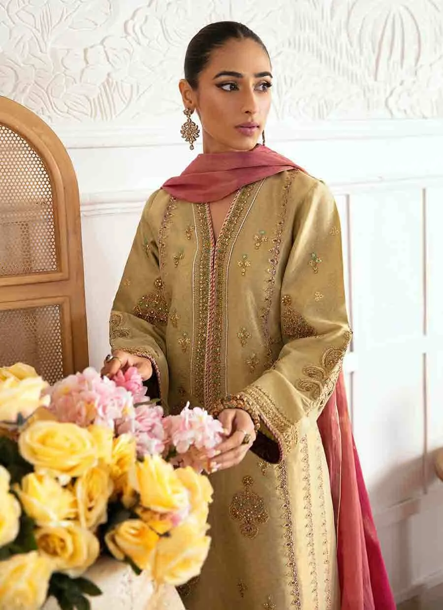Farah Talib Aziz Mayna Festive Luxe Green Silk – view 3 – Poshaq
