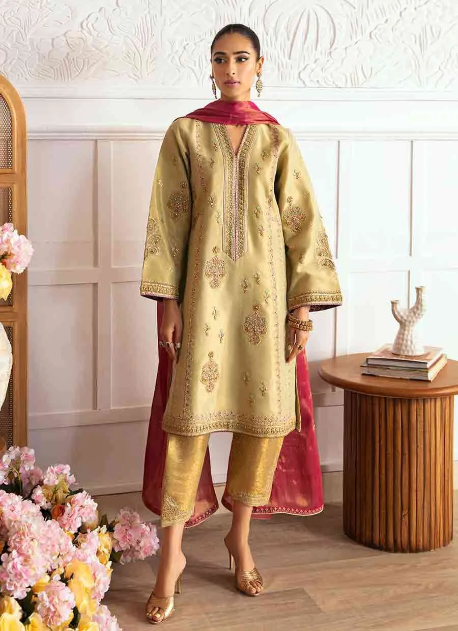 Farah Talib Aziz Mayna Festive Luxe Green Silk – view 4 – Poshaq