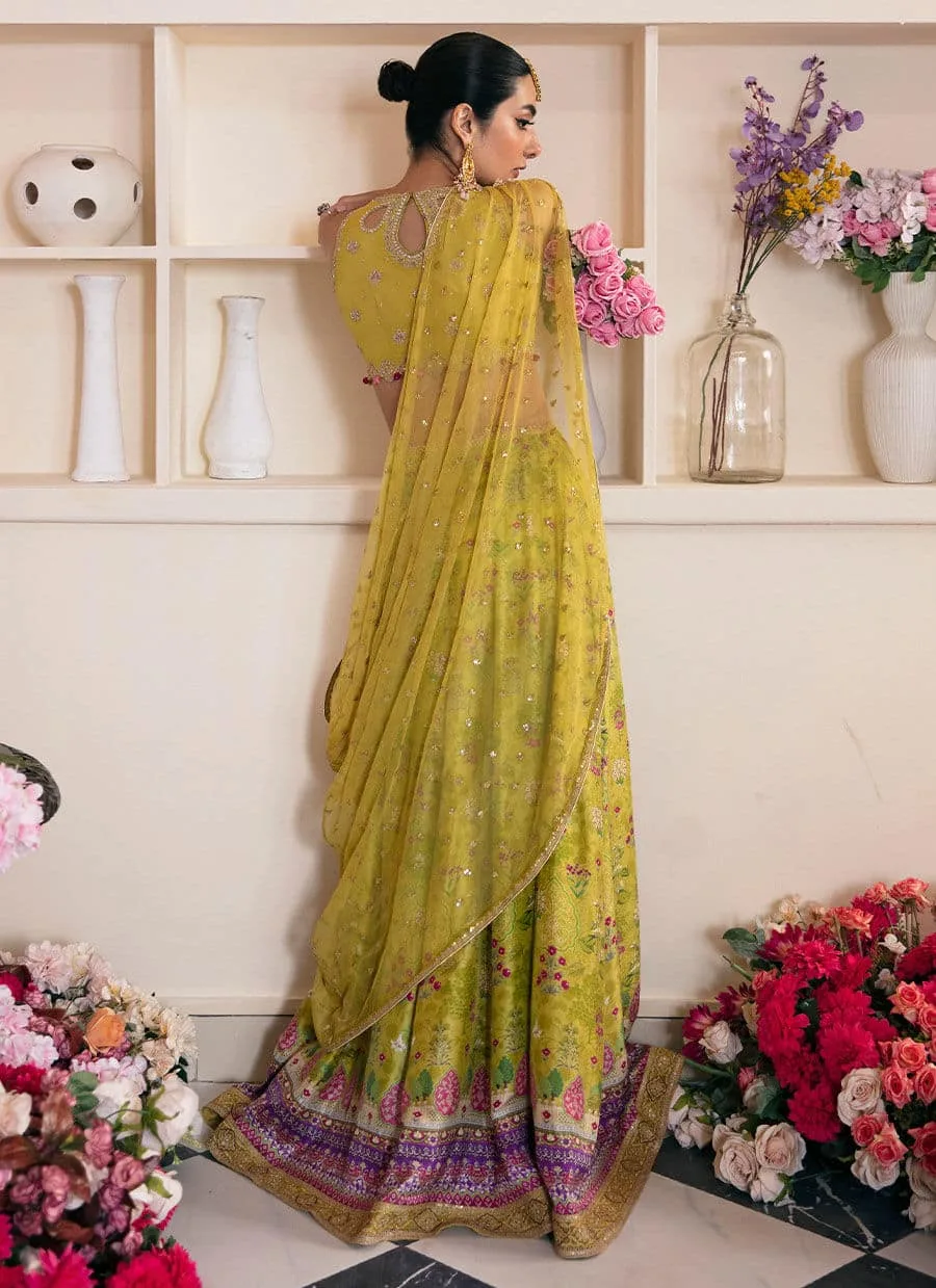 Farah Talib Aziz Mayna Festive Luxe Yellow Raw Silk – view 2 – Poshaq