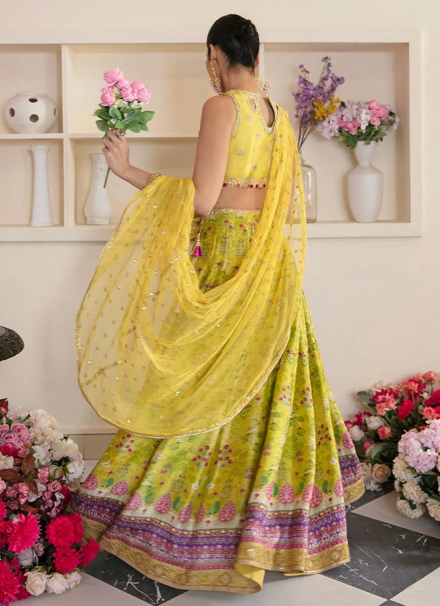 Farah Talib Aziz Mayna Festive Luxe Yellow Raw Silk – view 4 – Poshaq