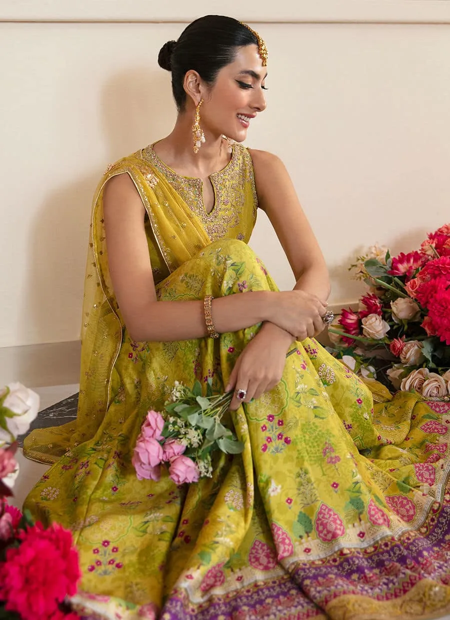 Farah Talib Aziz Mayna Festive Luxe Yellow Raw Silk – view 5 – Poshaq