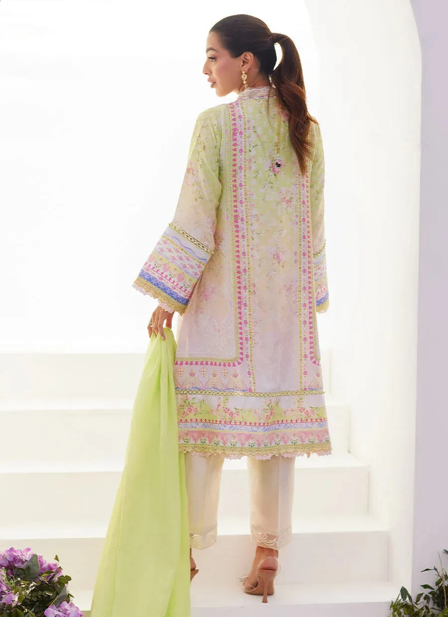 Farah Talib Aziz Zaza Prints 24 Green Raw Silk – view 2 – Poshaq