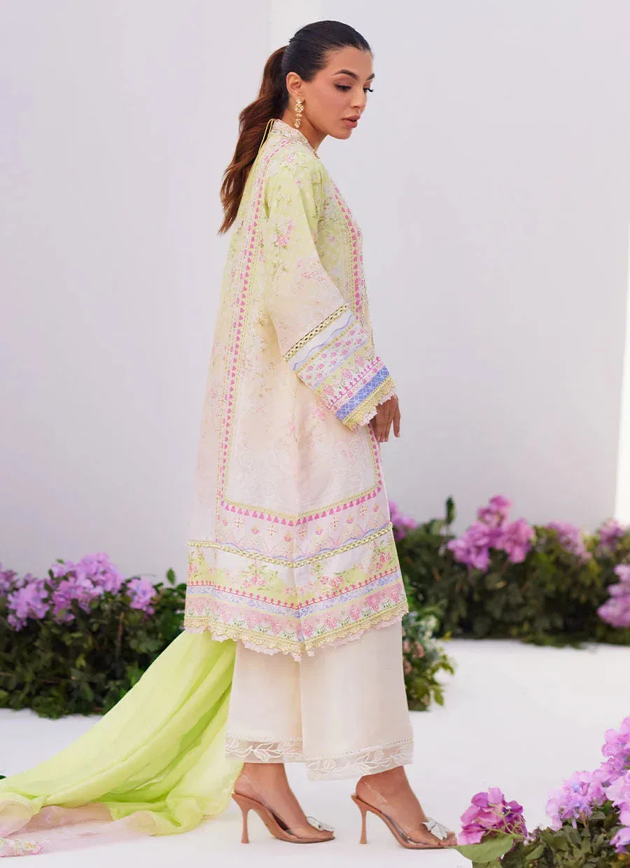 Farah Talib Aziz Zaza Prints 24 Green Raw Silk – view 3 – Poshaq