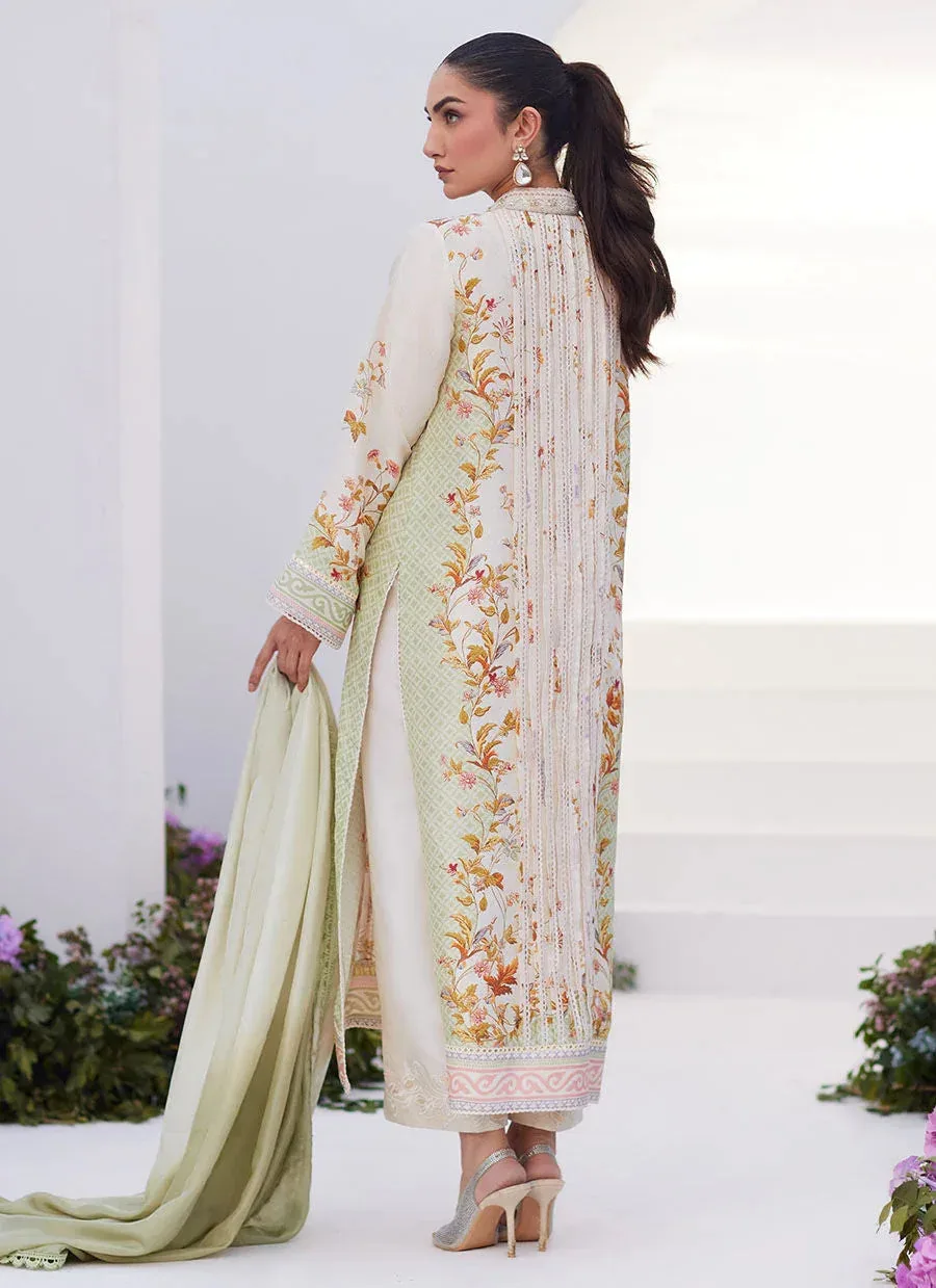 Farah Talib Aziz Zaza Prints 24 Green Raw Silk – view 2 – Poshaq