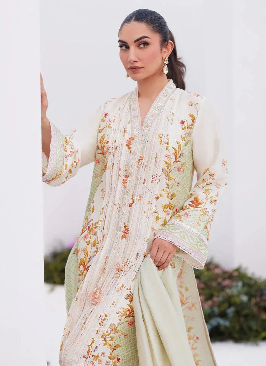 Farah Talib Aziz Zaza Prints 24 Green Raw Silk – view 3 – Poshaq