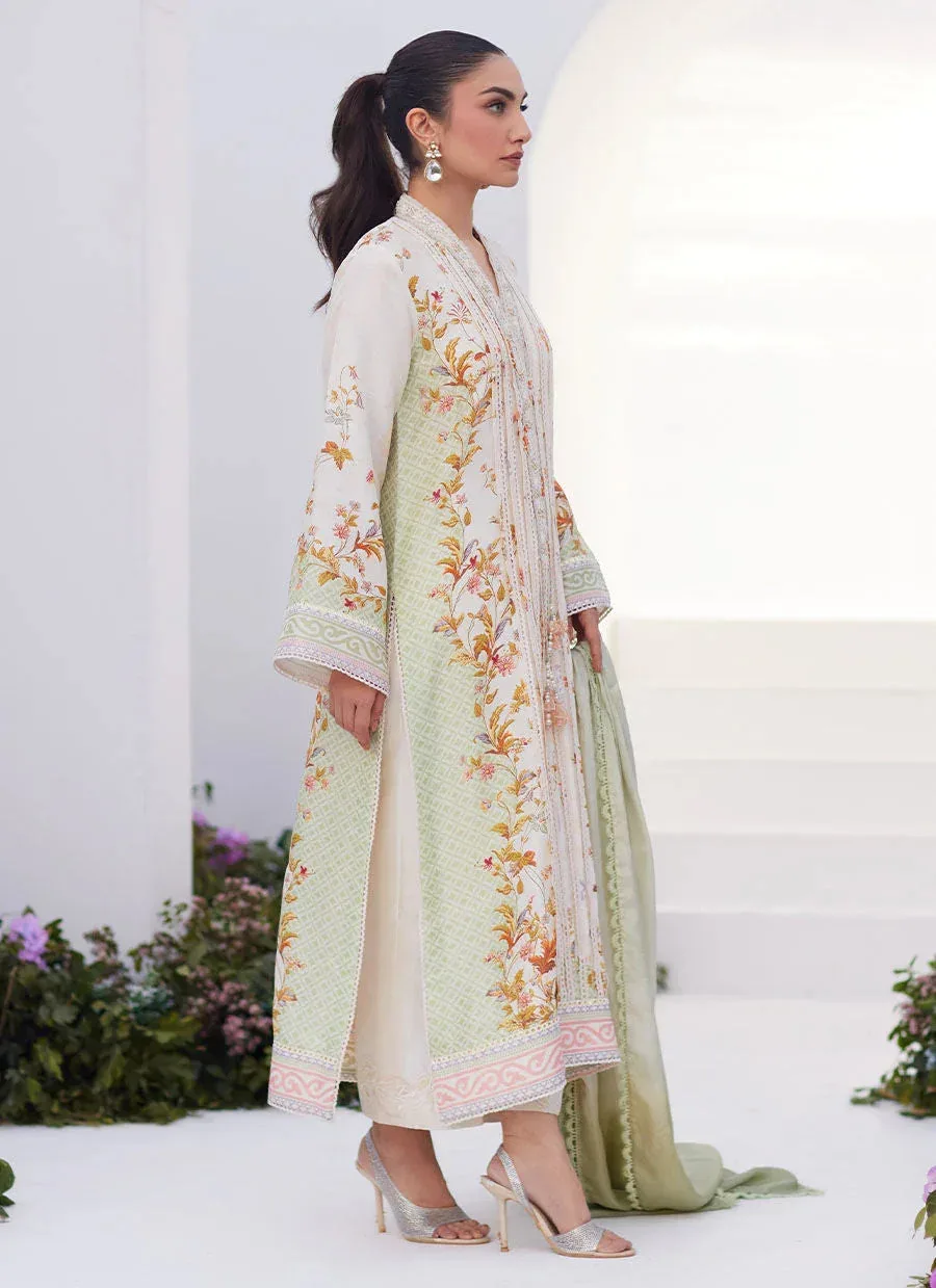 Farah Talib Aziz Zaza Prints 24 Green Raw Silk – view 4 – Poshaq