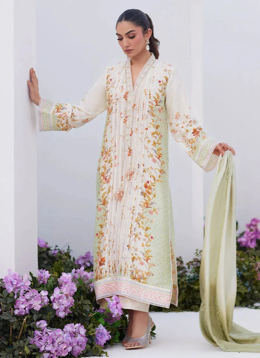 Farah Talib Aziz Zaza Prints 24 Green Raw Silk – view 5 – Poshaq
