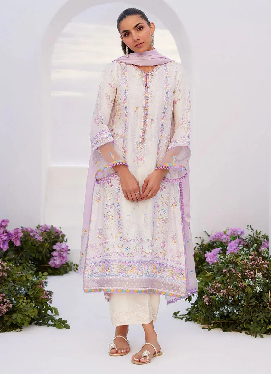 Farah Talib Aziz Zaza Prints 24 Lavender Raw Silk – view 1 – Poshaq