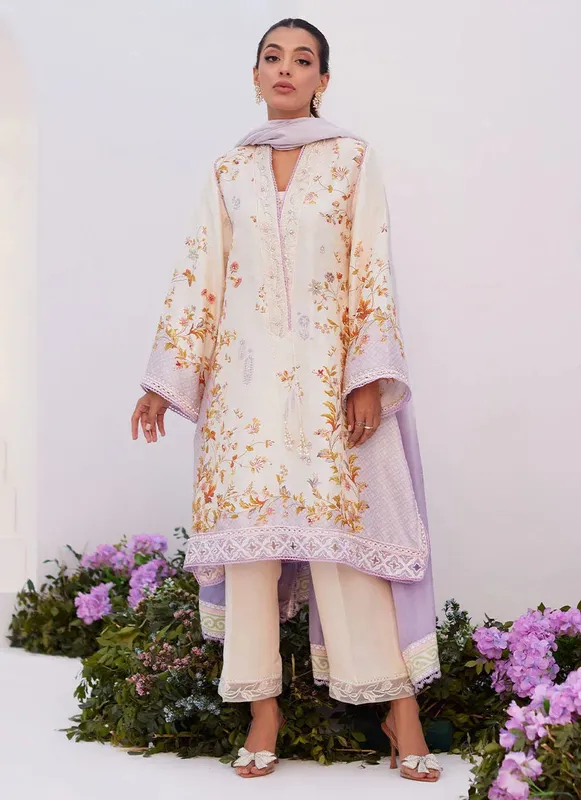 Farah Talib Aziz Zaza Prints 24 Purple Raw Silk – view 1 – Poshaq