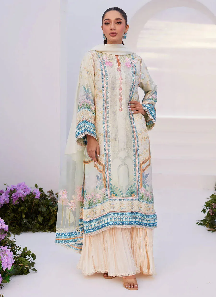 Farah Talib Aziz Zaza Prints 24 Turquoise Raw Silk – view 1 – Poshaq