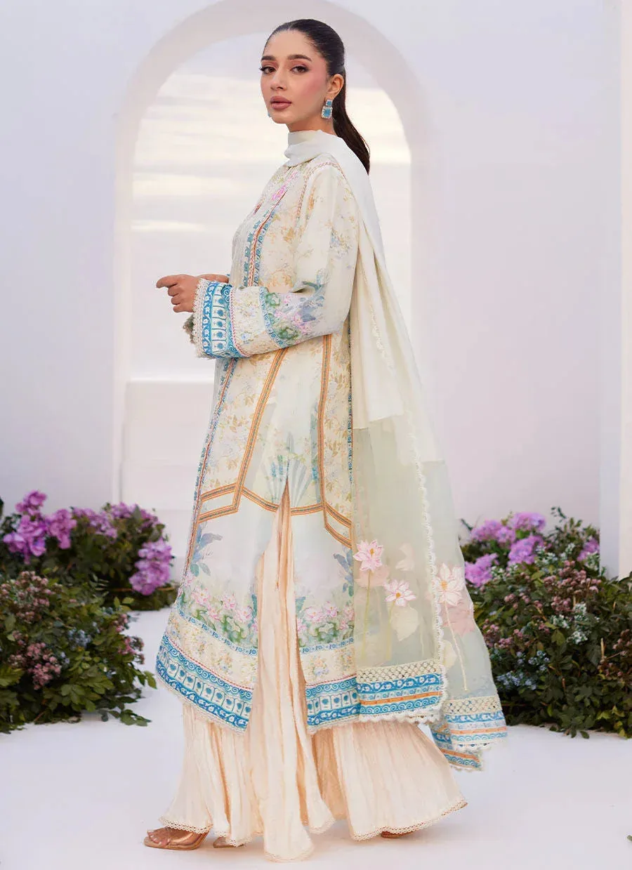 Farah Talib Aziz Zaza Prints 24 Turquoise Raw Silk – view 2 – Poshaq