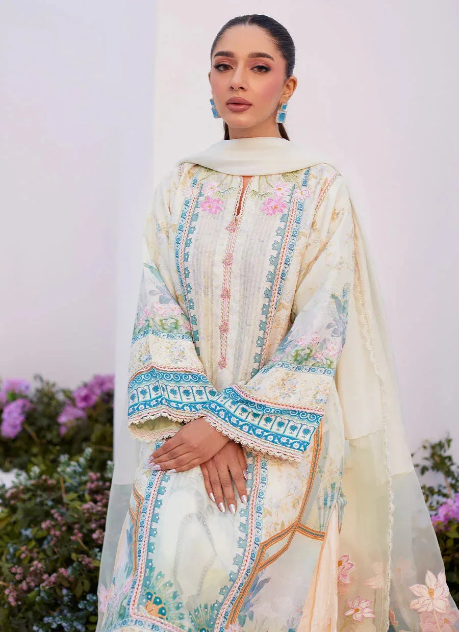 Farah Talib Aziz Zaza Prints 24 Turquoise Raw Silk – view 3 – Poshaq