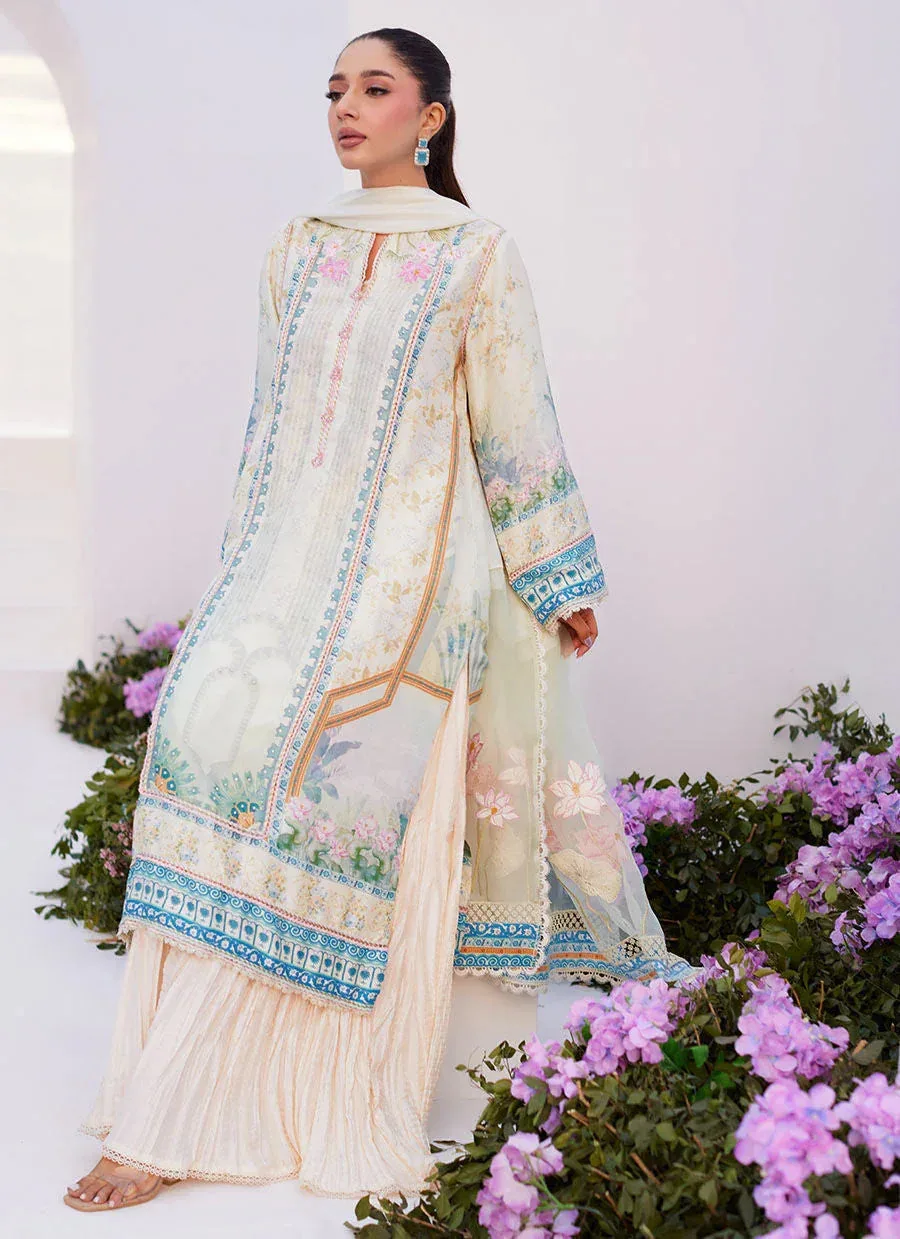 Farah Talib Aziz Zaza Prints 24 Turquoise Raw Silk – view 4 – Poshaq