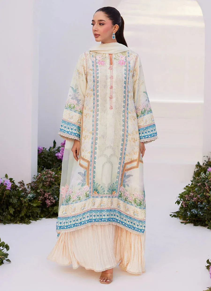 Farah Talib Aziz Zaza Prints 24 Turquoise Raw Silk – view 5 – Poshaq