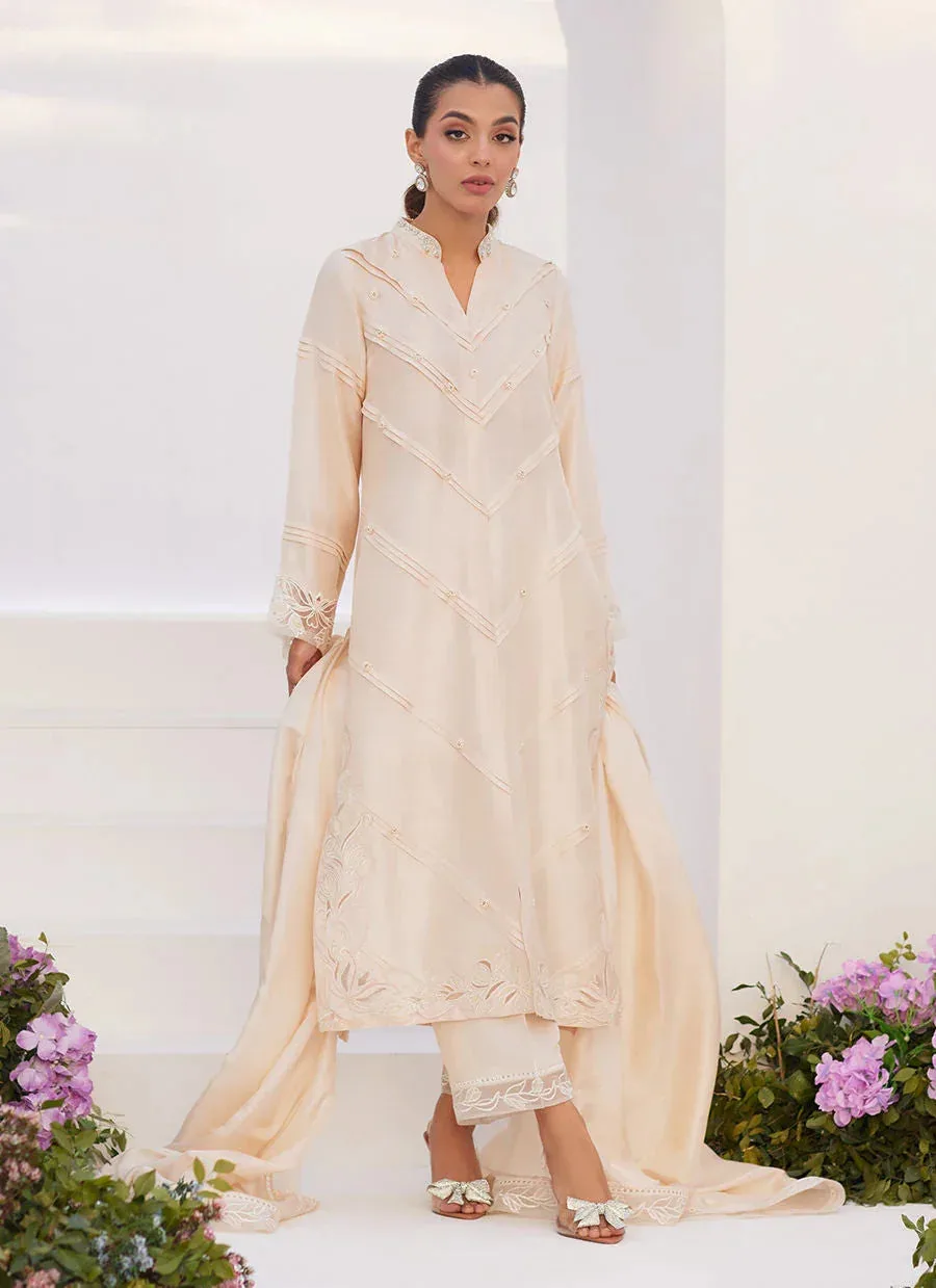 Farah Talib Aziz Zaza Luxe Pret 24 Ivory Raw Silk – view 1 – Poshaq
