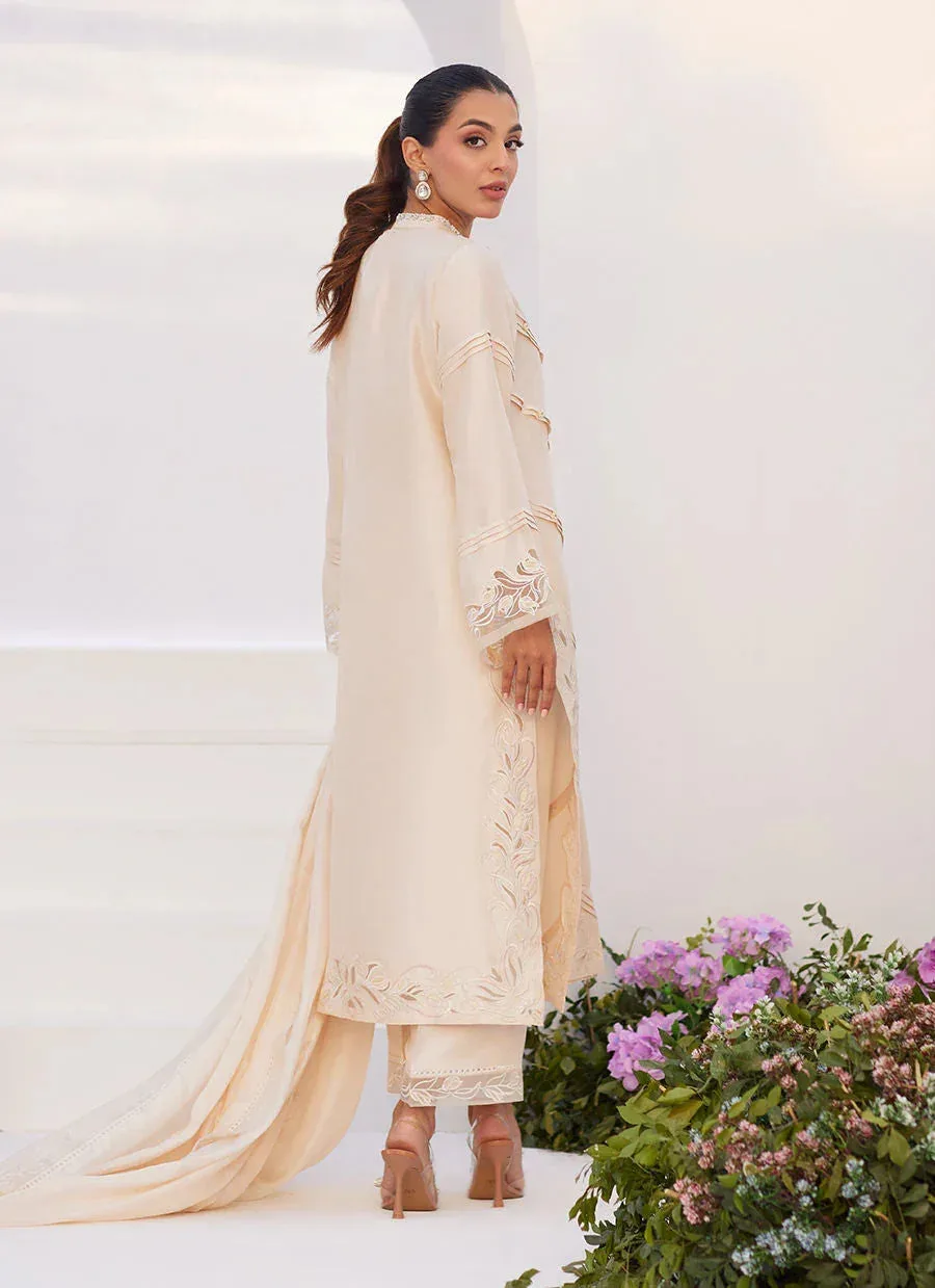 Farah Talib Aziz Zaza Luxe Pret 24 Ivory Raw Silk – view 2 – Poshaq