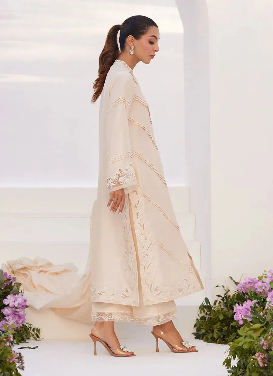 Farah Talib Aziz Zaza Luxe Pret 24 Ivory Raw Silk – view 3 – Poshaq