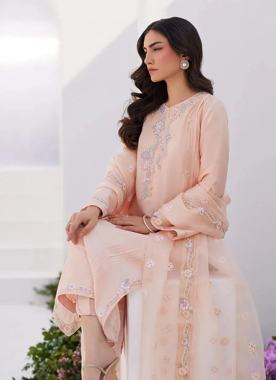 Farah Talib Aziz Zaza Luxe Pret 24 Peach Raw Silk – view 2 – Poshaq