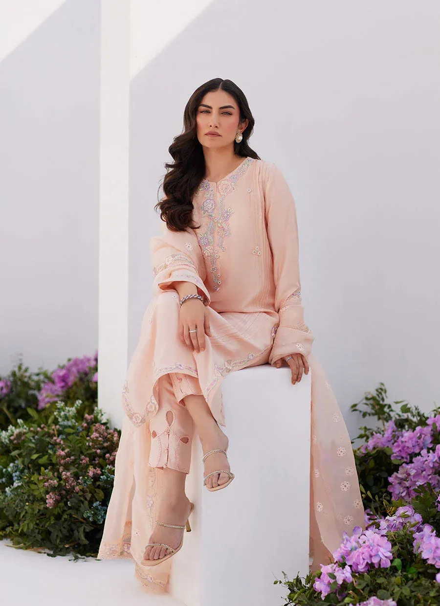 Farah Talib Aziz Zaza Luxe Pret 24 Peach Raw Silk – view 3 – Poshaq