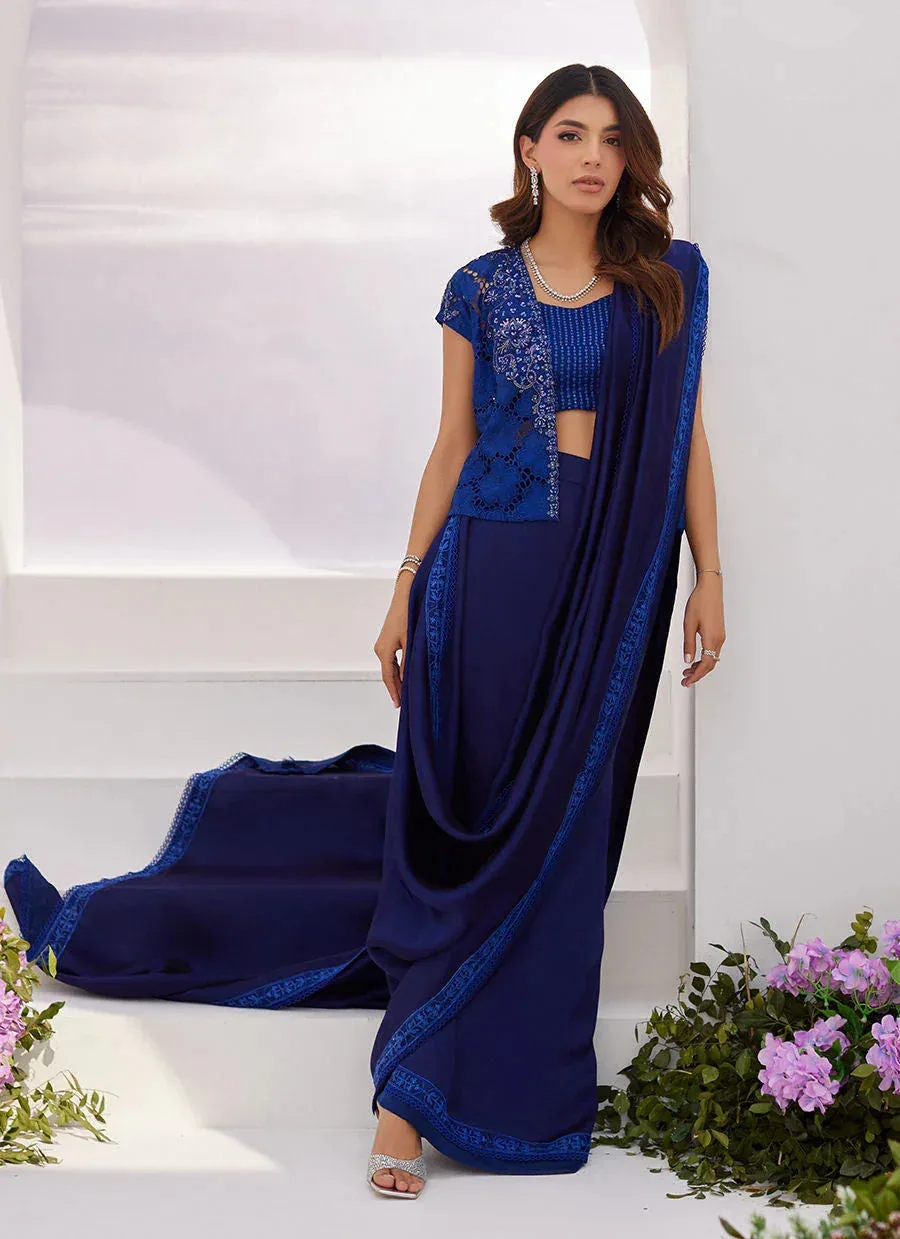 Farah Talib Aziz Zaza Luxe Pret 24 Blue Silk – view 1 – Poshaq