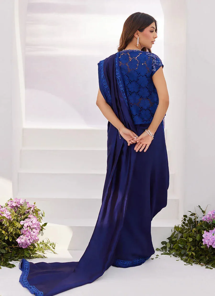 Farah Talib Aziz Zaza Luxe Pret 24 Blue Silk – view 2 – Poshaq