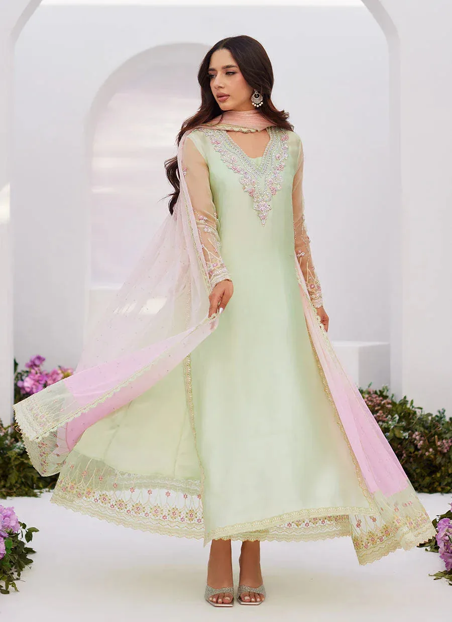 Farah Talib Aziz Zaza Luxe Pret 24 Green Raw Silk – view 5 – Poshaq