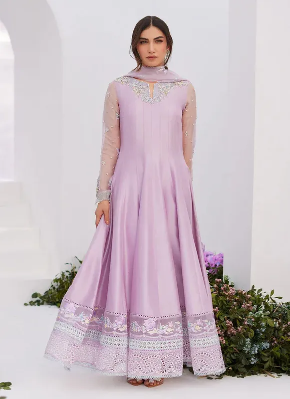 Farah Talib Aziz Zaza Luxe Pret 24 Silver Raw Silk – view 1 – Poshaq