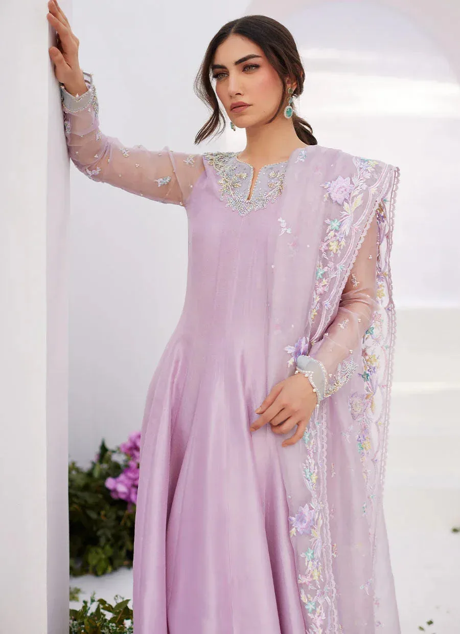 Farah Talib Aziz Zaza Luxe Pret 24 Silver Raw Silk – view 2 – Poshaq