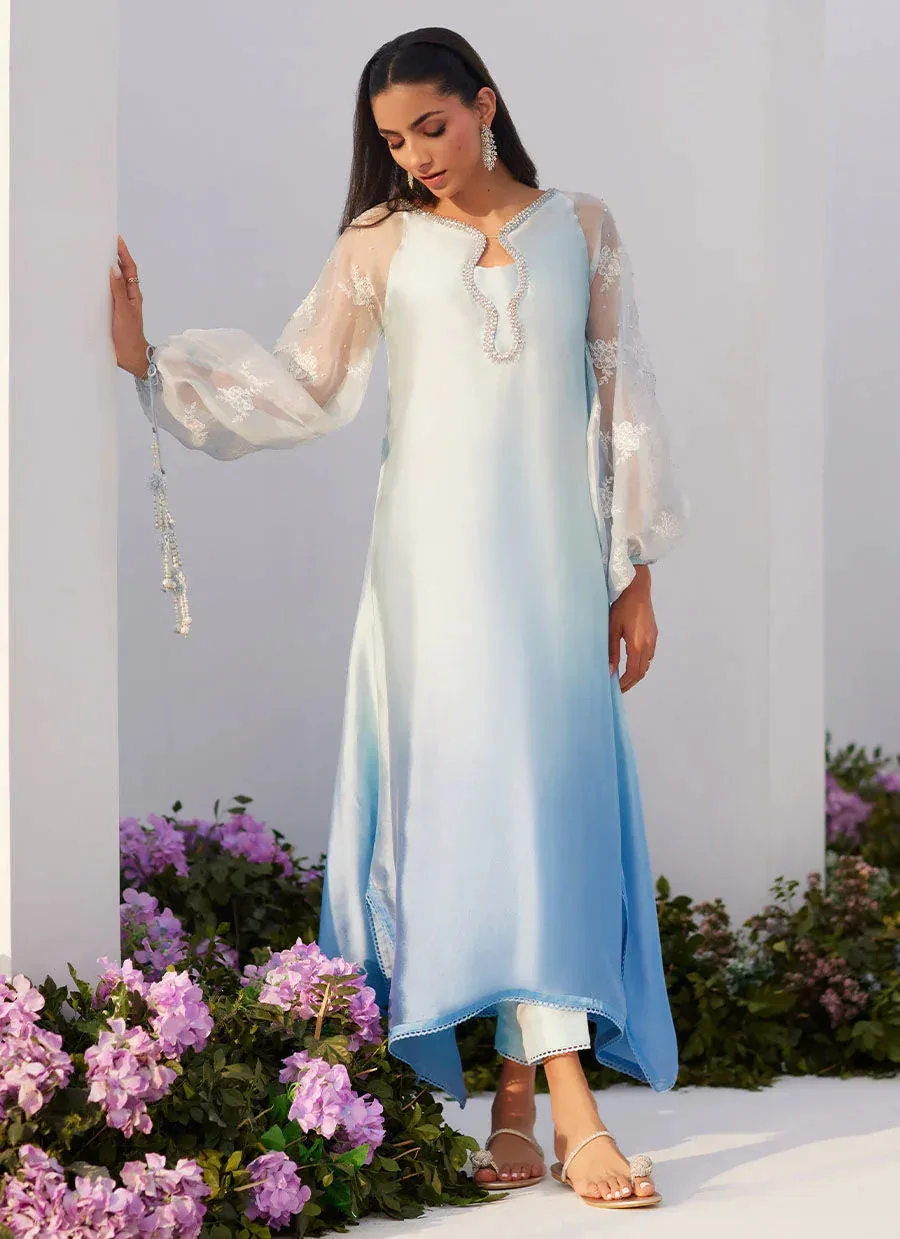 Farah Talib Aziz Zaza Luxe Pret 24 Blue Organza – view 4 – Poshaq