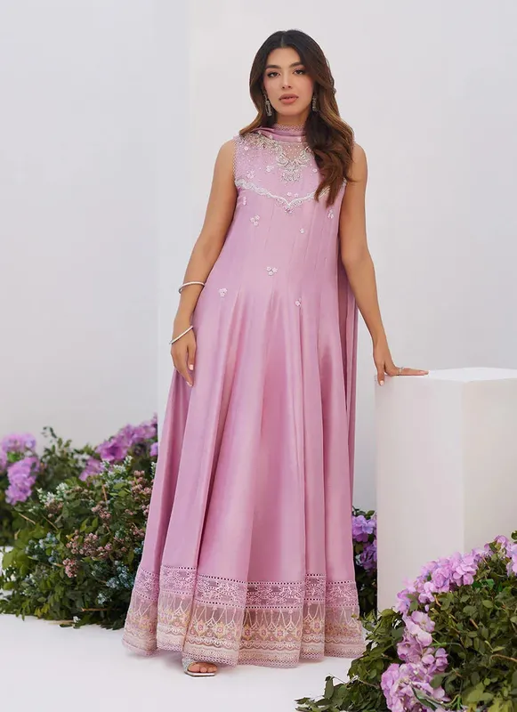 Farah Talib Aziz Zaza Luxe Pret 24 Silver Raw Silk – view 1 – Poshaq