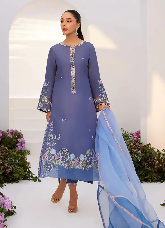 Farah Talib Aziz Zaza Luxe Pret 24 Lavender Raw Silk – view 1 – Poshaq