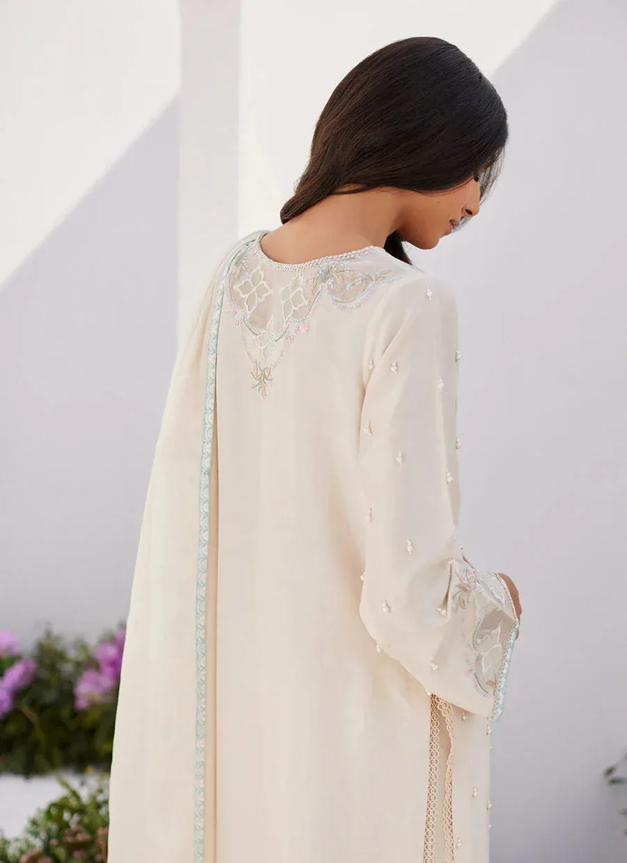 Farah Talib Aziz Zaza Luxe Pret 24 Ivory Raw Silk – view 3 – Poshaq