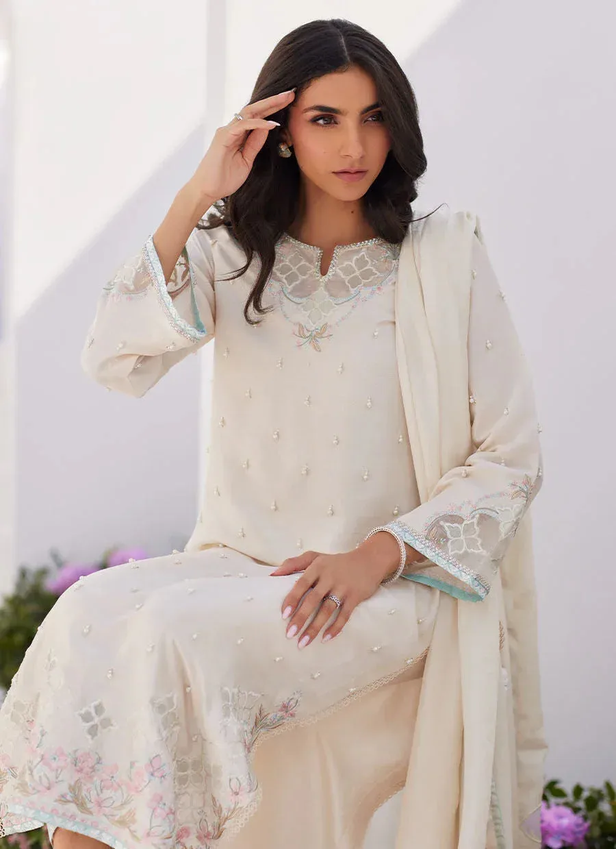 Farah Talib Aziz Zaza Luxe Pret 24 Ivory Raw Silk – view 4 – Poshaq