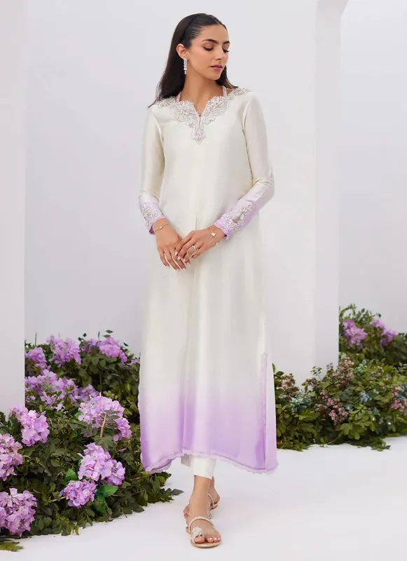 Farah Talib Aziz Zaza Luxe Pret 24 Silver Raw Silk – view 1 – Poshaq