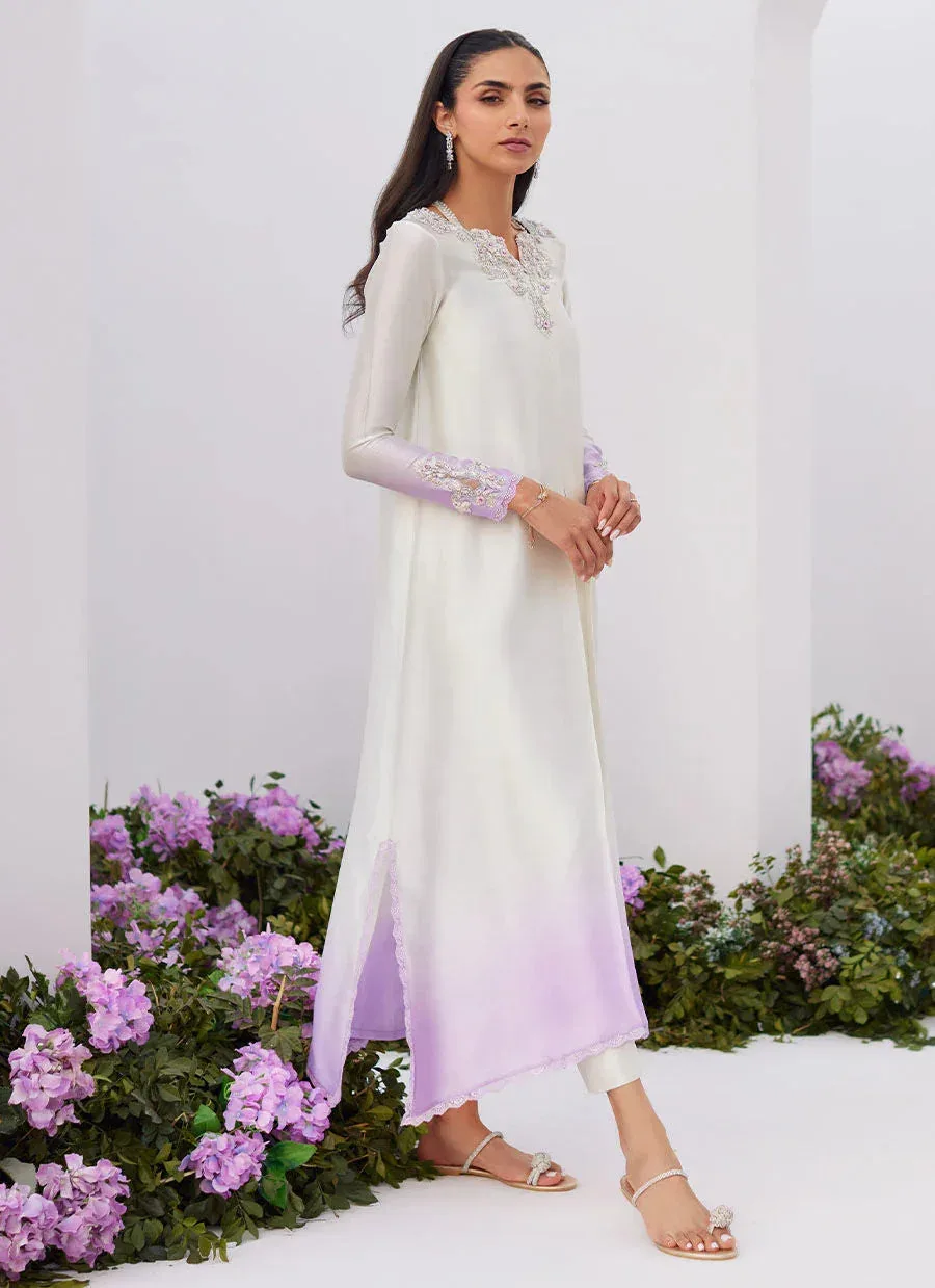 Farah Talib Aziz Zaza Luxe Pret 24 Silver Raw Silk – view 2 – Poshaq